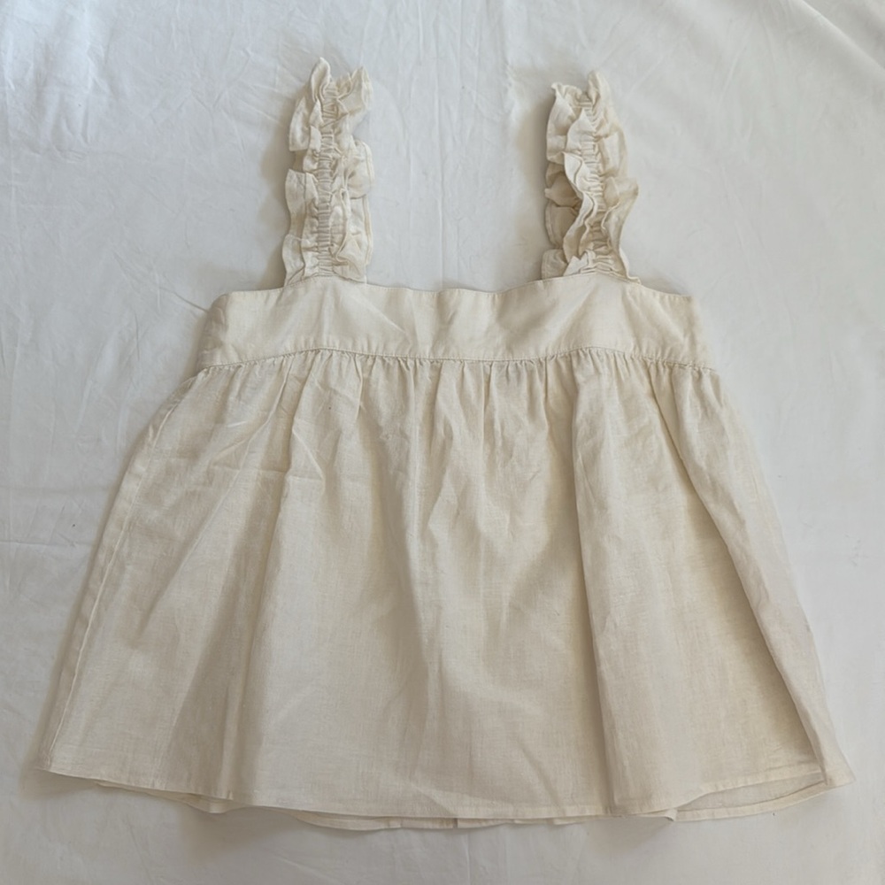 Bare by Charlie Holiday Ivory Ruffled SwingTank Sz S